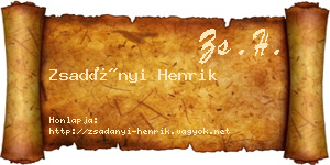 Zsadányi Henrik névjegykártya